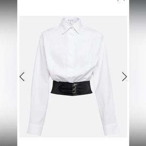 Alaia White Button Down Shirt with Black Belt